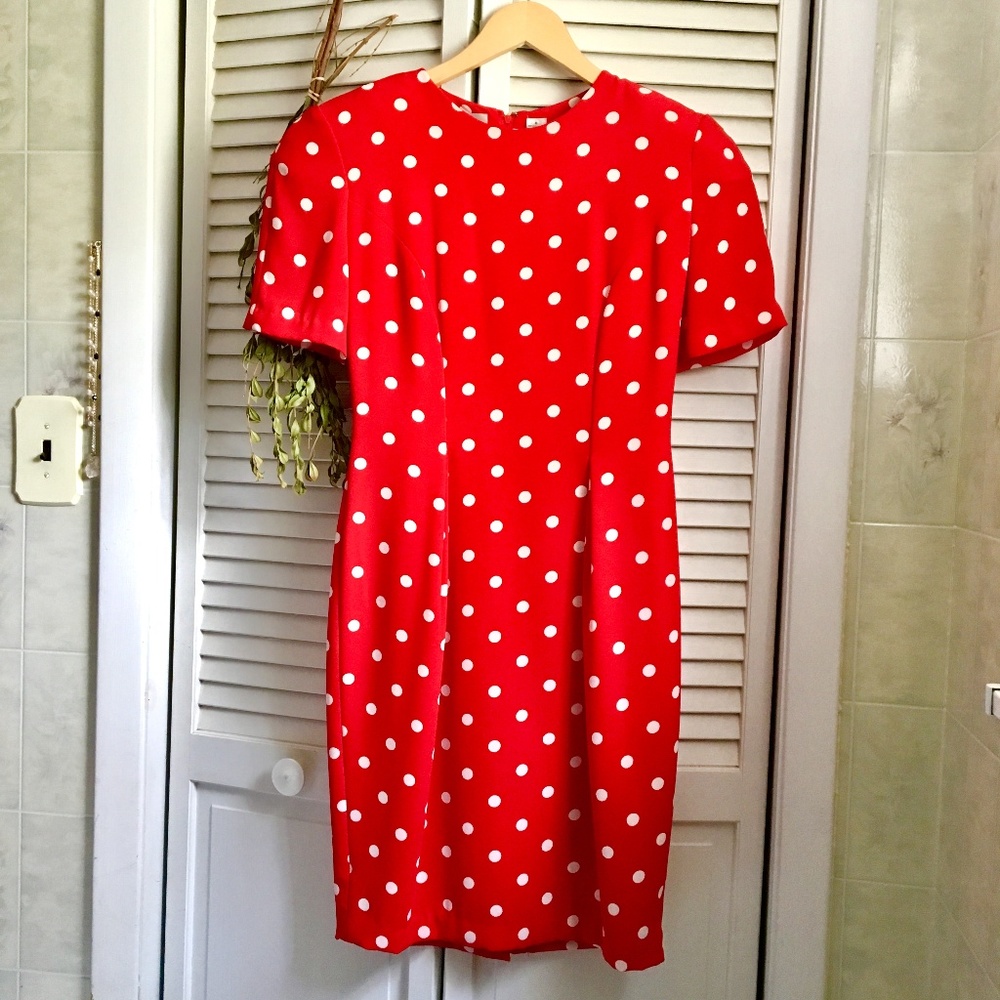 {Vintage Ms Chaus} Red & White Polka Dot Dress, 6 - Picture 4 of 8